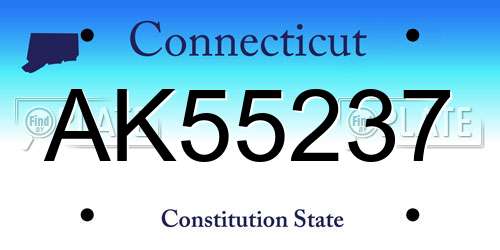 AK55237 Connecticut License Plate