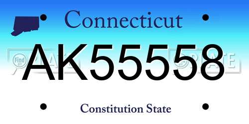 AK55558 Connecticut License Plate