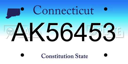 AK56453 Connecticut License Plate