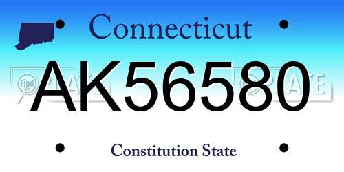 AK56580 Connecticut License Plate
