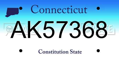 AK57368 Connecticut License Plate