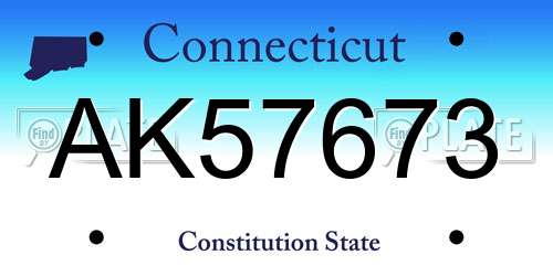 AK57673 Connecticut License Plate