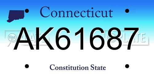 AK61687 Connecticut License Plate