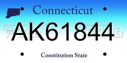 AK61844 Connecticut License Plate