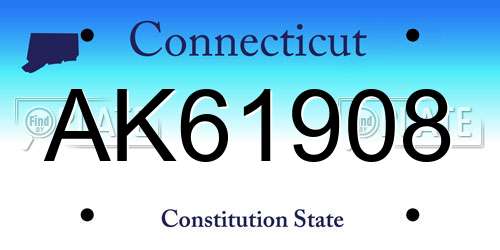 AK61908 Connecticut License Plate