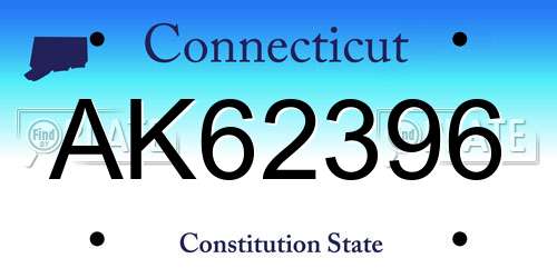 AK62396 Connecticut License Plate