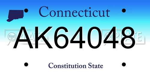 AK64048 Connecticut License Plate