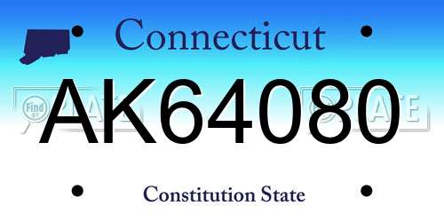 AK64080 Connecticut License Plate