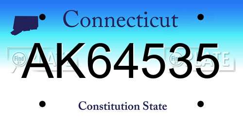 AK64535 Connecticut License Plate