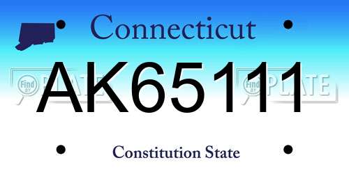 AK65111 Connecticut License Plate