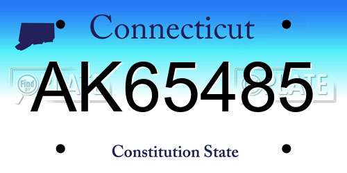 AK65485 Connecticut License Plate