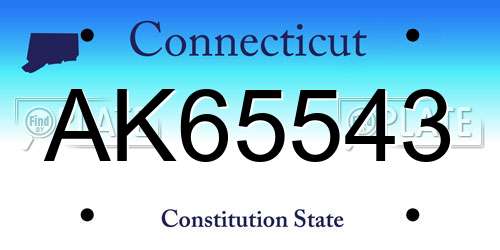 AK65543 Connecticut License Plate