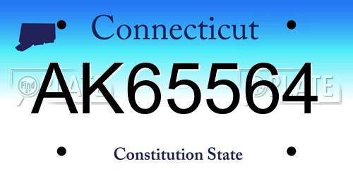 AK65564 Connecticut License Plate