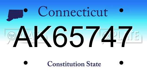 AK65747 Connecticut License Plate