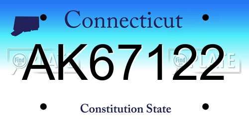 AK67122 Connecticut License Plate