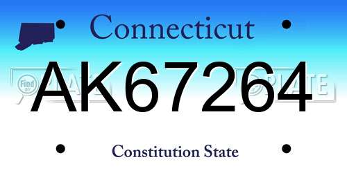 AK67264 Connecticut License Plate