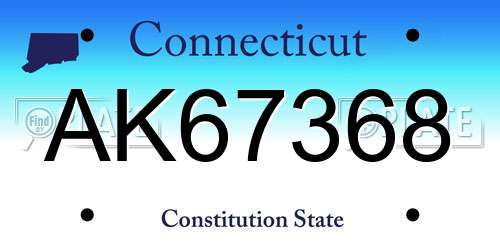 AK67368 Connecticut License Plate
