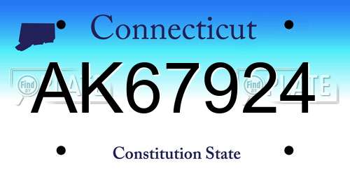 AK67924 Connecticut License Plate