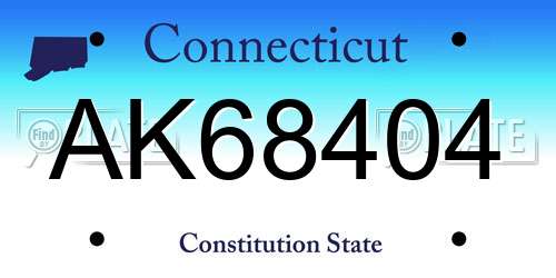 AK68404 Connecticut License Plate