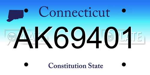 AK69401 Connecticut License Plate