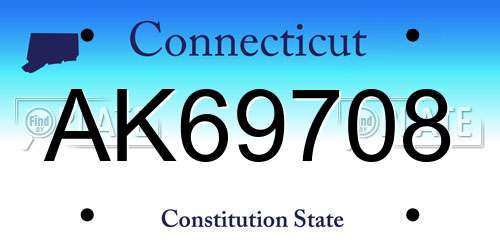 AK69708 Connecticut License Plate