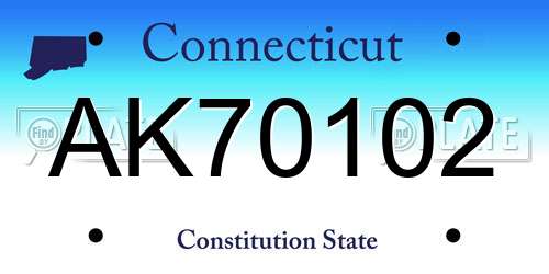 AK70102 Connecticut License Plate