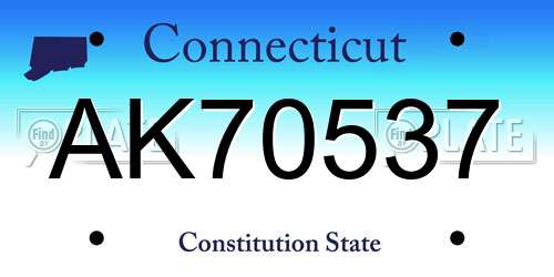 AK70537 Connecticut License Plate