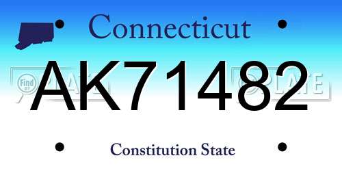 AK71482 Connecticut License Plate