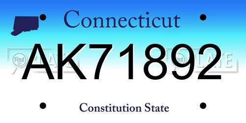 AK71892 Connecticut License Plate