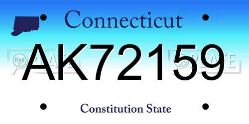 AK72159 Connecticut License Plate