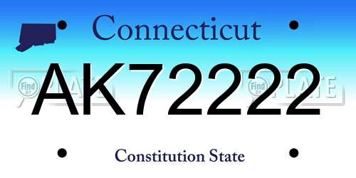 AK72222 Connecticut License Plate
