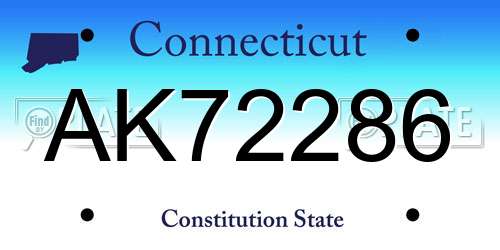 AK72286 Connecticut License Plate