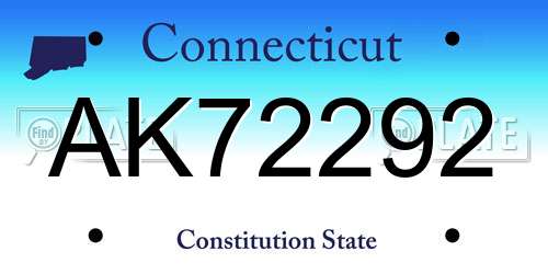 AK72292 Connecticut License Plate