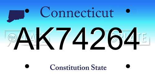 AK74264 Connecticut License Plate