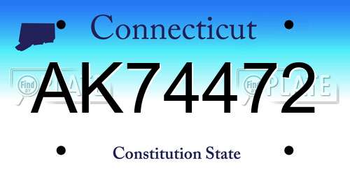 AK74472 Connecticut License Plate