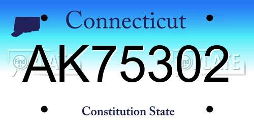AK75302 Connecticut License Plate
