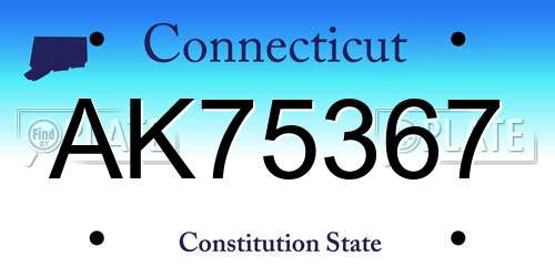 AK75367 Connecticut License Plate