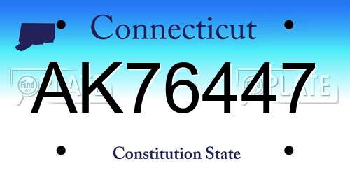 AK76447 Connecticut License Plate