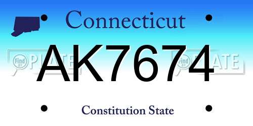 AK7674 Connecticut License Plate