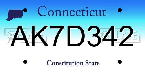 AK7D342 Connecticut License Plate