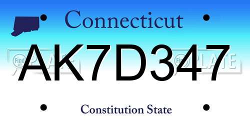AK7D347 Connecticut License Plate