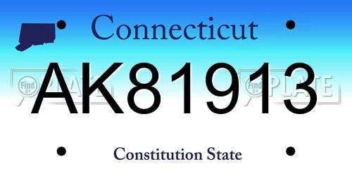 AK81913 Connecticut License Plate