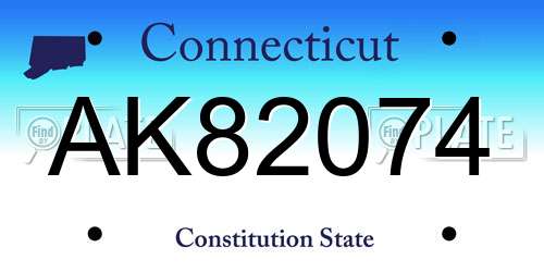 AK82074 Connecticut License Plate