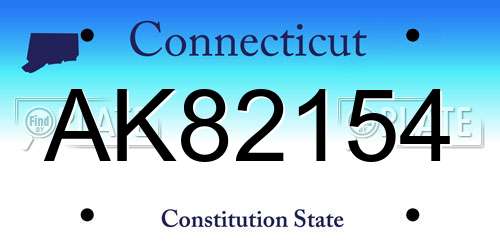 AK82154 Connecticut License Plate