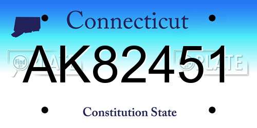 AK82451 Connecticut License Plate