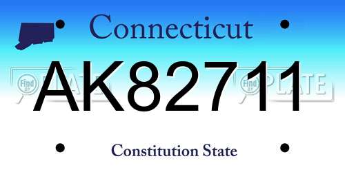 AK82711 Connecticut License Plate