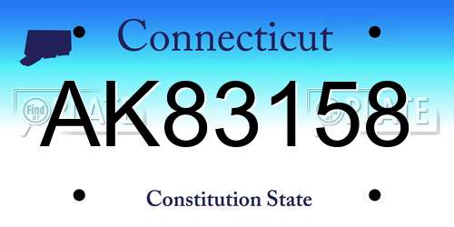 AK83158 Connecticut License Plate