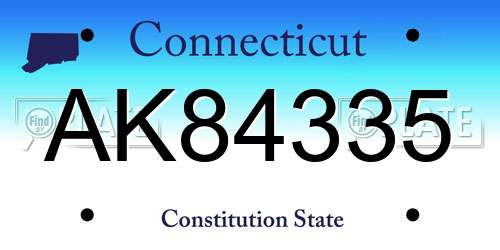 AK84335 Connecticut License Plate