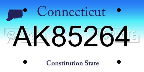 AK85264 Connecticut License Plate