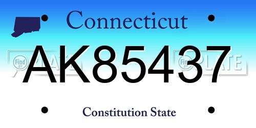 AK85437 Connecticut License Plate